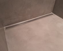 Microcement i et sommerhus badeværelse i Asperup på Fyn