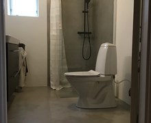 Microcement i badeværelse ved Nyborg